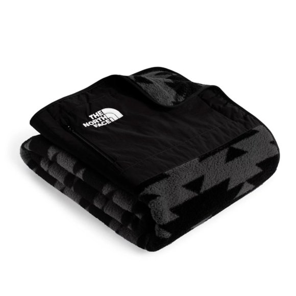 The North Face Dunraven Fleece Blanket with Pouch Asphalt Gray Print Nwt